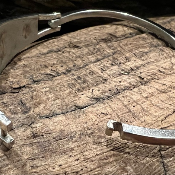 Taxco Mexico Alpaca Copper Enamel Daisy Butterflies Cuff Bracelet Abalone MOP M - Picture 5 of 7